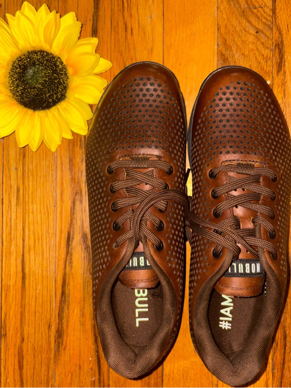 Nobull Dark Brown perforated trainers